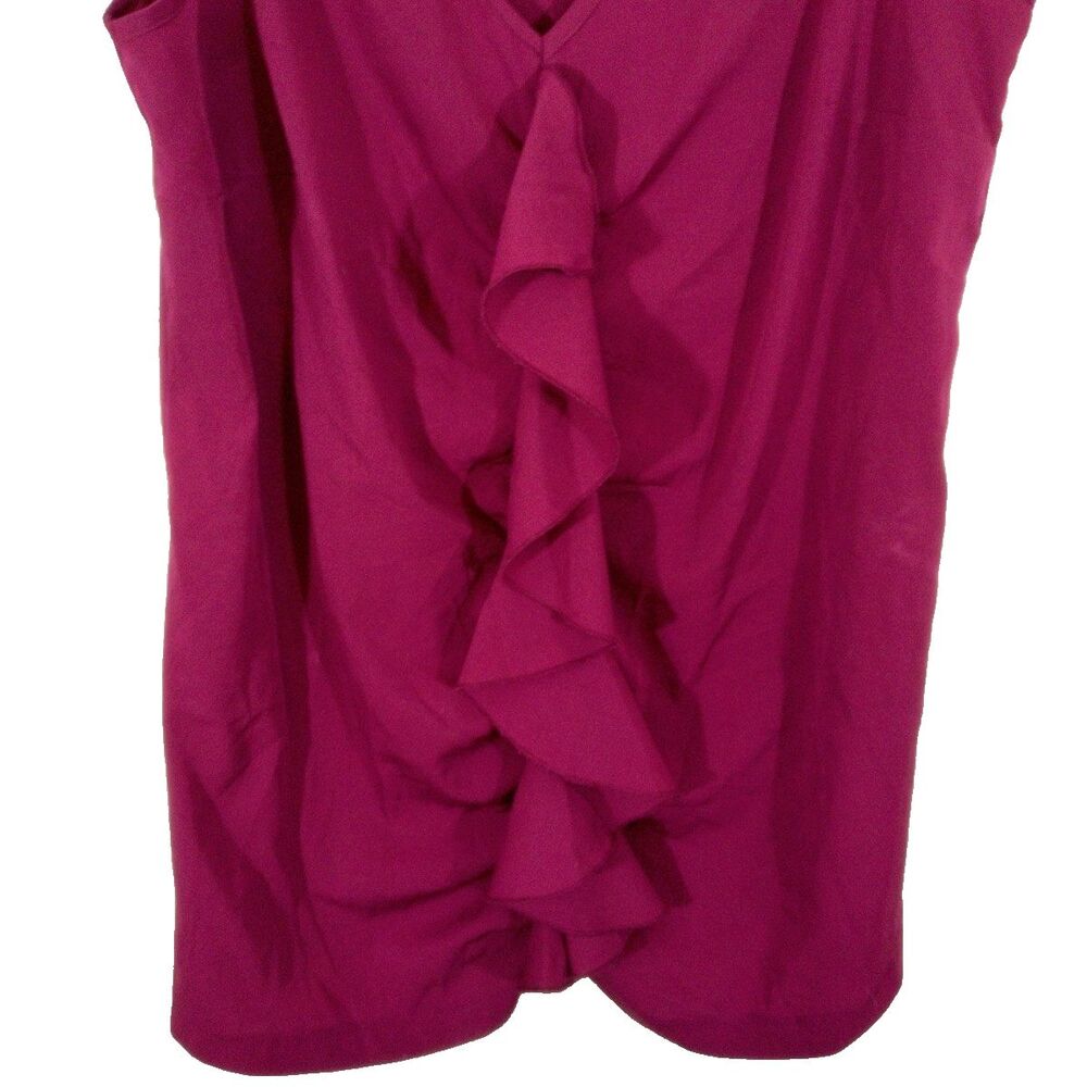Motherhood Maternity Woman Med Sleeveless Top Blouse Ruffle Fuchsia Pink V Neck - Picture 3 of 6